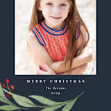 "Elegant Foliage" - Retired Holiday Cards in Navy by Stacey Meacham - Close-Up