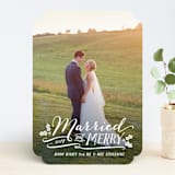 "Married and Merry" - Retired Holiday Cards in Wedding Dress by Hooray Creative - Front