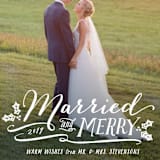 "Married and Merry" - Retired Holiday Cards in Wedding Dress by Hooray Creative - Close-Up