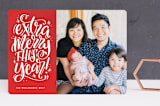 "Extra Merry This Year" - Retired Holiday Cards in Ruby by Makewells - Front