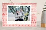 "Watercolor Geo Stripe" - Retired Holiday Cards in Coral by Katharine Watson - Front