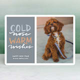 "Cold Nose, Warm Wishes" - Retired Holiday Cards in Slate Blue by Laura Condouris - Front