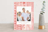 "Watercolor Geo Stripe" - Retired Holiday Cards in Coral by Katharine Watson - Front