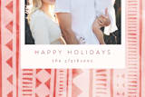 "Watercolor Geo Stripe" - Retired Holiday Cards in Coral by Katharine Watson - Close-Up