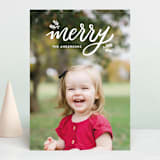 "Festive Merry" - Retired Holiday Cards in Snow by Little Print Design - Front