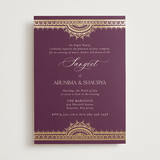 "Arunima" - Sangeet Invitations in Plum by Randi Cirelli - Front