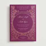 "Zardozi" - Sangeet Invitations in Amethyst by Mansi Verma - Front