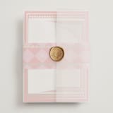 "Mandapam" - Sangeet Invitations in Carnation by Creo Study - Assembled with Vellum Wrap and Wax Seal