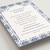 "Calcutta Stamp" - Sangeet Invitations in Azure by Oma N. Ramkhelawan - Detail