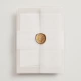 "Extravagant" - Sangeet Invitations in Natural by Jessie Steury - Assembled with Vellum Wrap and Wax Seal