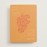 "Heritage Paisley" - Sangeet Invitations in Tangerine by Kanika Mathur - Front