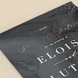 "Moody Marbling" - Save the Dates in Coal by Hooray Creative - Detail