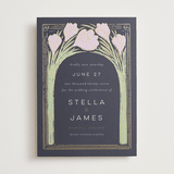 "Deco Spring Florals" - Save the Dates in Navy by Shiny Penny Studio - Front
