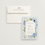 "Timeless Blooms" - Save the Dates in Azure by Susan Moyal - Save the Date with Envelope
