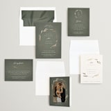 "Minimal Circle" - Save the Dates in Moss by Kelly Schmidt - Matching Invitation Suite