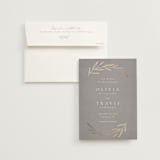 "Leaves" - Save the Dates in Mist by Kelly Schmidt - Save the Date with Envelope