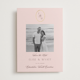 "Scallop Monogram" - Save the Dates in Rose Quartz by Emily Betts - Front