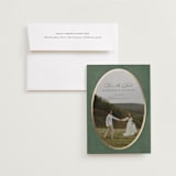 "Vintage Oval" - Save the Dates in Rosemary by Emily Betts - Save the Date with Envelope