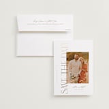 "Sideways" - Save the Dates in Golden by Kelly Schmidt - Save the Date with Envelope