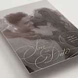 "Elegantly Scripted" - Save the Dates in Cream by Hooray Creative - Detail