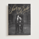 "Formal Script" - Save the Dates in Powder by Stacy Maalouf - Front