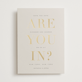 "are you in?" - Save the Dates in Taupe by Sara Hicks Malone - Front
