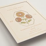 "Marigold" - Save the Dates in Ochre by Hannah Bowman - Detail