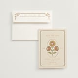 "Marigold" - Save the Dates in Ochre by Hannah Bowman - Save the Date with Envelope