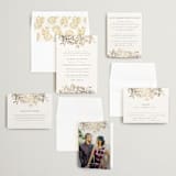 "Gilded Wildflowers" - Save the Dates in Golden by Rochelle Renee - Matching Invitation Suite