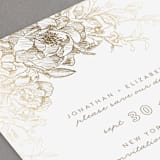 "Engraved Flowers" - Save the Dates in Latte by Phrosné Barwood - Detail