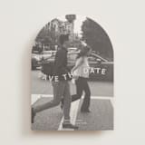 "Wavy" - Save the Dates in Greige by Inkblot Design - Front