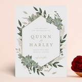 "Succulent Surround" - Save the Dates in Powder by Susan Moyal - Front