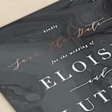 "Moody Marbling" - Save the Dates in Coal by Hooray Creative - Detail