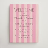 "Vintage Striped Awning" - Schedule Signs in Cotton Candy by Becky Nimoy - Front