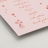 "Party On!" - Schedule Signs in Sangria Spark by Zove Ahhh - Detail