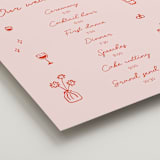 "Party On!" - Schedule Signs in Sangria Spark by Zove Ahhh - Detail