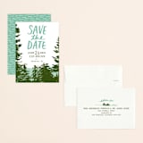 "Mountain View" - Save the Dates in Pine Green by Ariel Rutland - Assembled