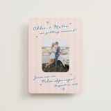 "The Right Stripes" - Save the Dates in Pink Grapefruit by Jackie Crawford - Front