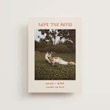 "Modern Outline" - Save the Dates in Hibiscus by Stephanie Heinrich Godbout - Front