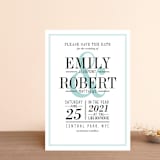 "Wed in Type" - Save the Dates in Sky by Ariel Rutland - Front