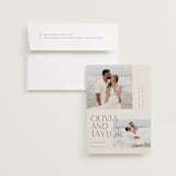 "Overlapping" - Save the Dates in Linen by Kelly Schmidt - Save the Date with Envelope