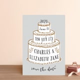 "There Will Be Cake" - Save the Dates in Dove by Megan Tamaccio - Front