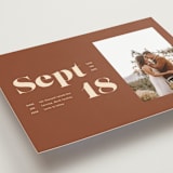 "Bold Print" - Save the Dates in Rust by April Astudillo - Detail