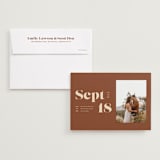 "Bold Print" - Save the Dates in Rust by April Astudillo - Save the Date with Envelope