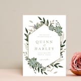 "Succulent Surround" - Save the Dates in Powder by Susan Moyal - Front