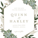 "Succulent Surround" - Save the Dates in Powder by Susan Moyal - Detail