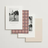 "Block Print Tile" - Save the Dates in Terracotta by Katharine Watson - Back of Card Options