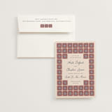 "Block Print Tile" - Save the Dates in Terracotta by Katharine Watson - Save the Date with Envelope