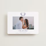 "watercolor flowers crest" - Save the Dates in Dusty Blue by Cass Loh - Front