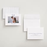 "watercolor flowers crest" - Save the Dates in Dusty Blue by Cass Loh - Assembled